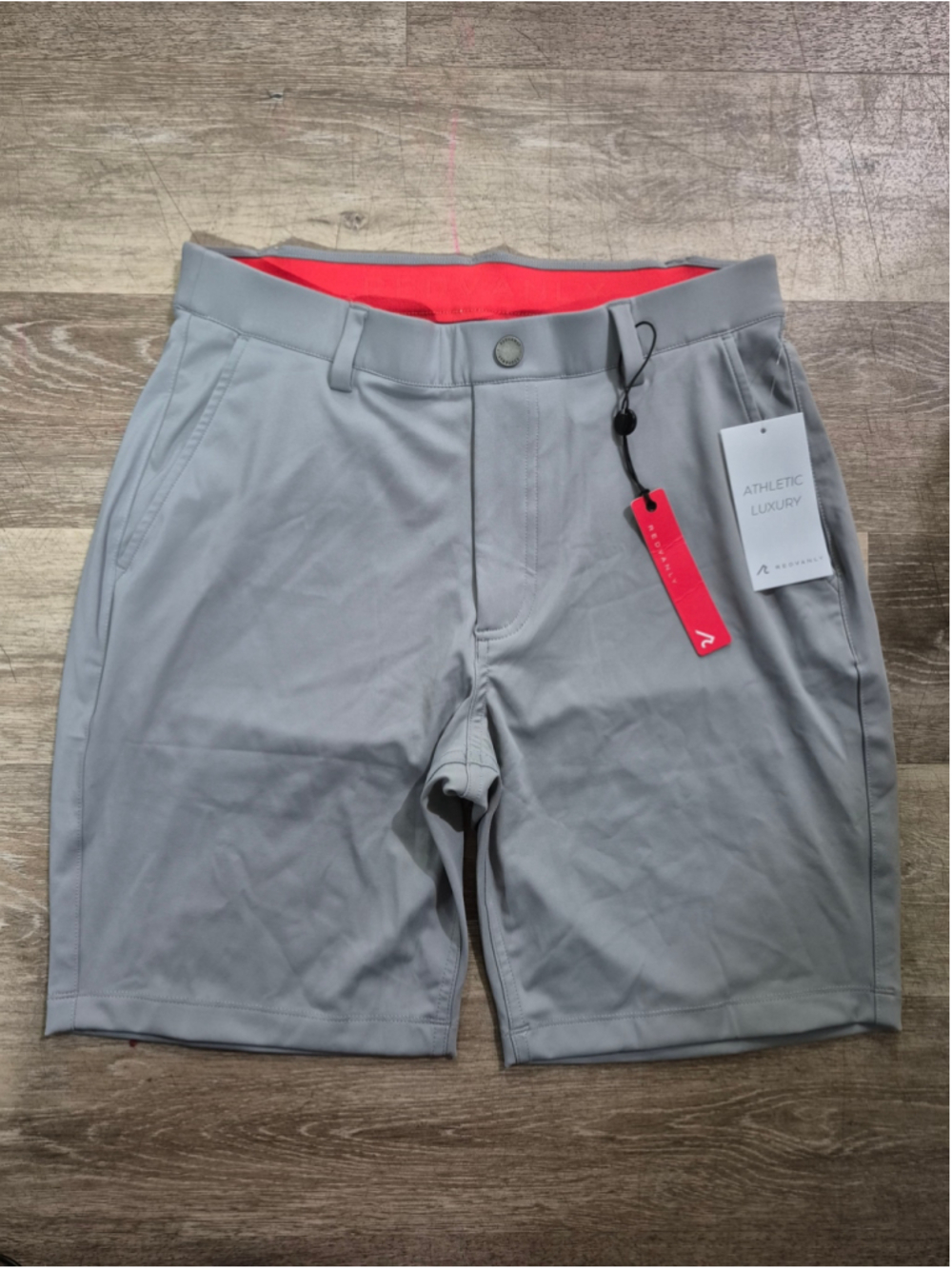 Men's Redvanly Varick Athletic Luxury Flat Front Shorts Grey Size S 9"